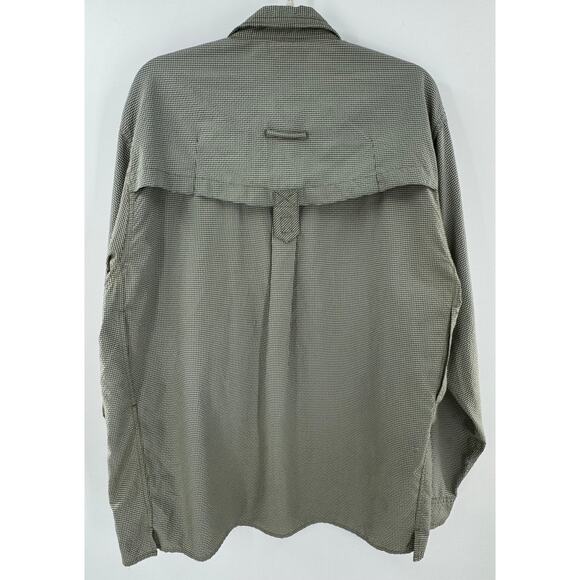 ExOfficio Air Shirt Mens L Long Sleeve Roll Tab Vented Pockets Green Fishing L - Picture 2 of 9